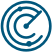 Digital blue circle icon.